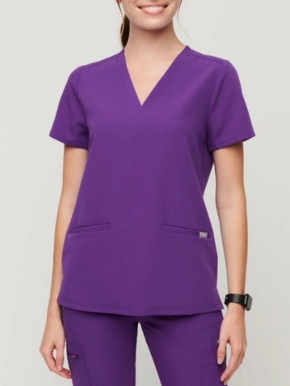 Figs Digital Grape Casma Scrub Top Purple